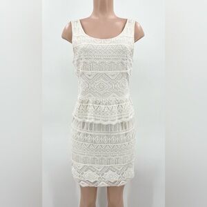 American Eagle Outfitters White Embroidered Lace Peplum Mini Dress Size 12